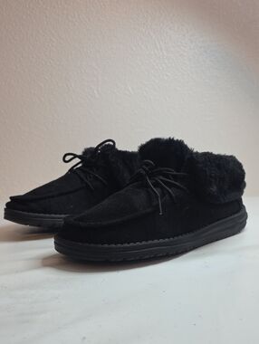 HEY DUDE BRITT TOTAL BLACK LACE UP ANKLE BOOTIES LIKE NEW LADIES SIZE 10